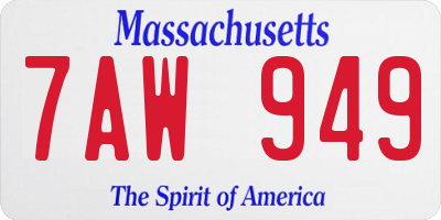 MA license plate 7AW949