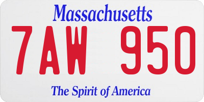 MA license plate 7AW950