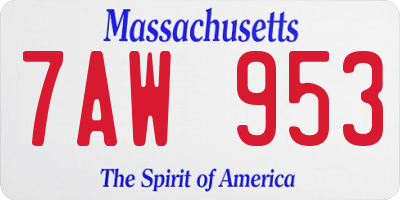 MA license plate 7AW953