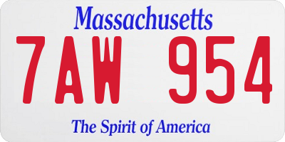 MA license plate 7AW954