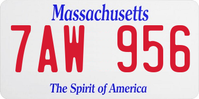 MA license plate 7AW956