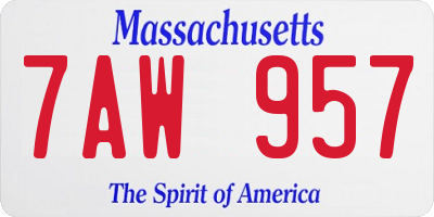 MA license plate 7AW957
