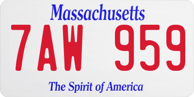 MA license plate 7AW959
