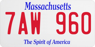 MA license plate 7AW960