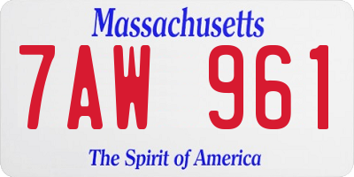 MA license plate 7AW961