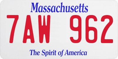 MA license plate 7AW962