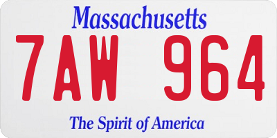 MA license plate 7AW964