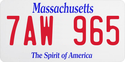 MA license plate 7AW965