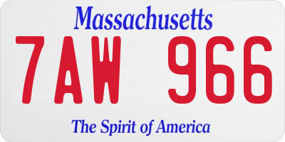 MA license plate 7AW966