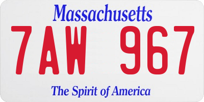 MA license plate 7AW967