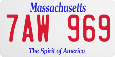 MA license plate 7AW969
