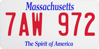 MA license plate 7AW972