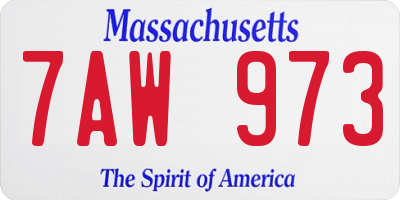 MA license plate 7AW973