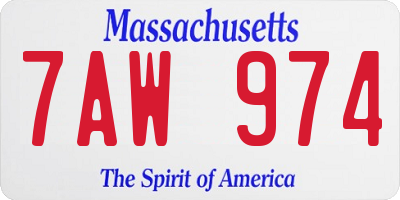 MA license plate 7AW974