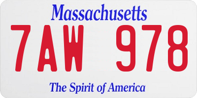 MA license plate 7AW978