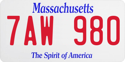 MA license plate 7AW980