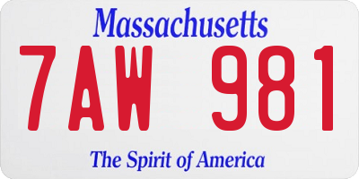 MA license plate 7AW981