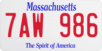 MA license plate 7AW986