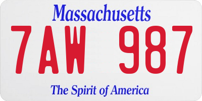 MA license plate 7AW987