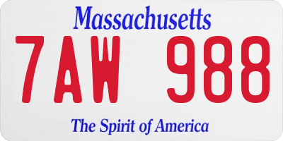 MA license plate 7AW988