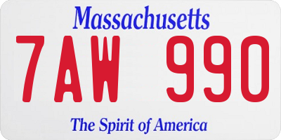 MA license plate 7AW990