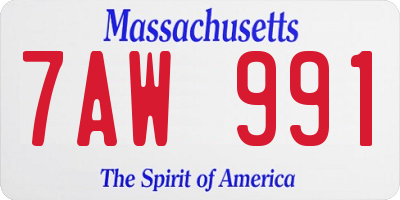 MA license plate 7AW991