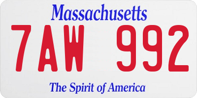 MA license plate 7AW992