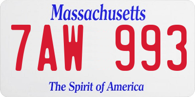 MA license plate 7AW993