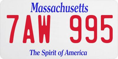 MA license plate 7AW995