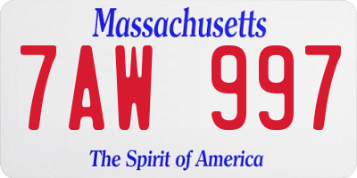MA license plate 7AW997