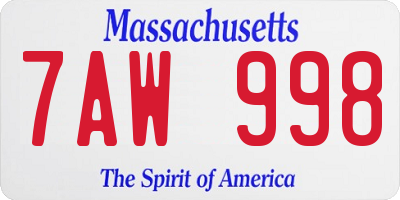 MA license plate 7AW998