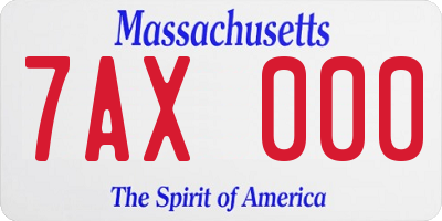 MA license plate 7AX000