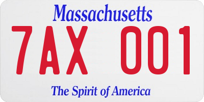 MA license plate 7AX001