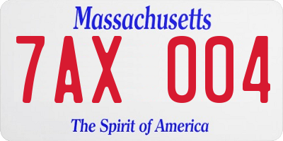 MA license plate 7AX004