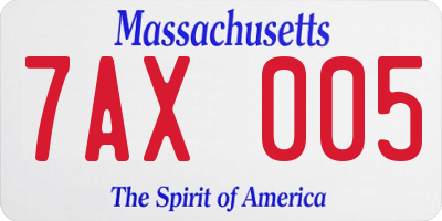 MA license plate 7AX005