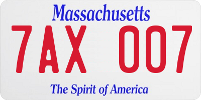 MA license plate 7AX007