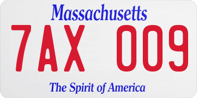MA license plate 7AX009