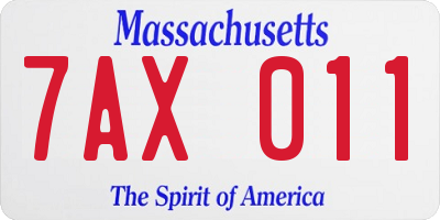MA license plate 7AX011