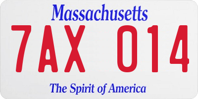 MA license plate 7AX014