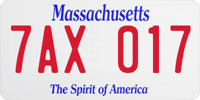 MA license plate 7AX017