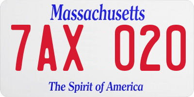 MA license plate 7AX020