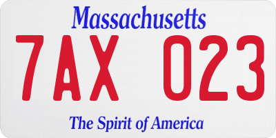 MA license plate 7AX023
