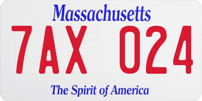 MA license plate 7AX024