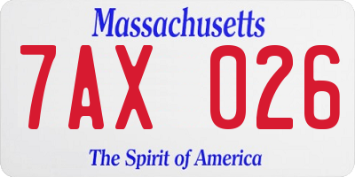 MA license plate 7AX026