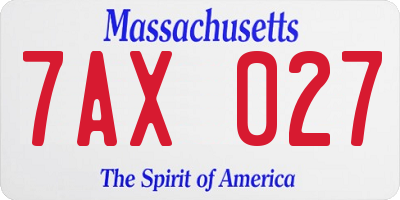 MA license plate 7AX027