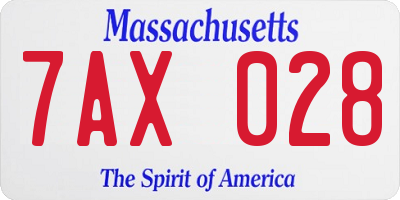 MA license plate 7AX028