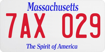 MA license plate 7AX029