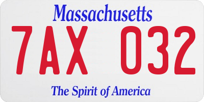 MA license plate 7AX032