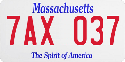 MA license plate 7AX037