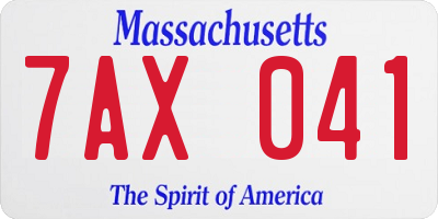 MA license plate 7AX041